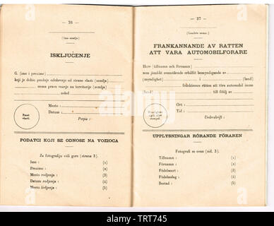 Internationaler Führerschein, 1952, Frankreich. Stockfoto