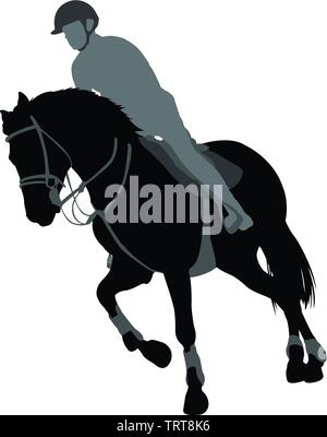 Reiten, Pferdesport Silhouette-Vektor Stock Vektor
