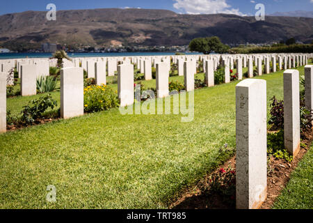 Friedhof Grabsteine von Commonwealth Krieg tot in der Bucht von Souda Soldatenfriedhof in Kreta Griechenland Stockfoto