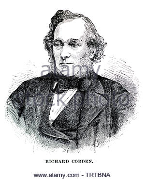 Richard Cobden Porträt, 1804 - 1865, war ein englischer Hersteller, Staatsmann, im Zusammenhang mit der anti-corn Law League bei der Abschaffung der Korngesetze ausgerichtet Stockfoto