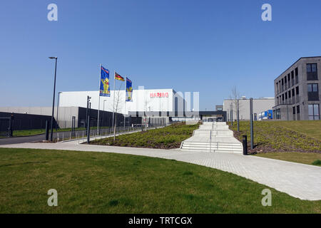 Die neue Hauptverwaltung und Produktionsstätte der HARIBO GmbH & CoKG, Europas größtem Süsswarenhersteller, Grafschaft, Rheinland-Pfalz, Deutschland Stockfoto