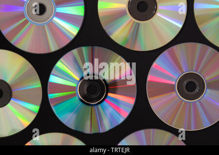 Vintage CD- oder DVD-Laufwerk aus, Hintergrund, alte Kreis Discs für die Speicherung von Daten, Filme und Musik Stockfoto