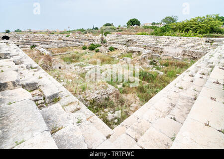 Rechteckige Arena in Al Mina archäologische Stätte, Reifen, Libanon Stockfoto
