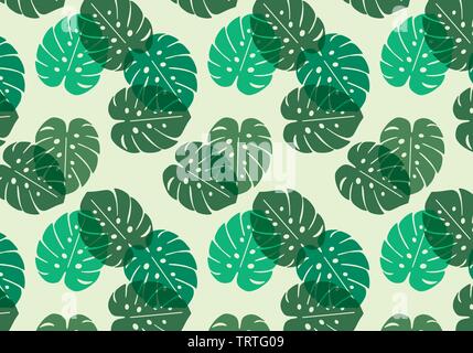 Monstera tropical leaf vektor Muster in grün Farbpalette Stock Vektor