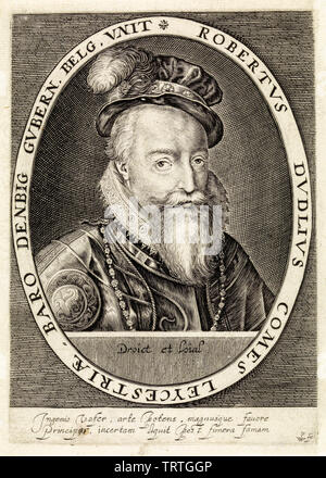 Robert Dudley, Earl of Leicester, 1532-1588, Porträt Gravur, 1620 Stockfoto