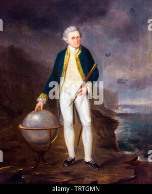 Captain Cook an der Küste von New South Wales, Portrait Malerei, 1860 Stockfoto