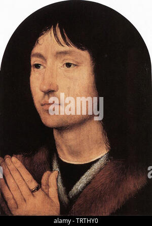 Hans Memling - Porträt junger Mann Gebet C 1487 Stockfoto