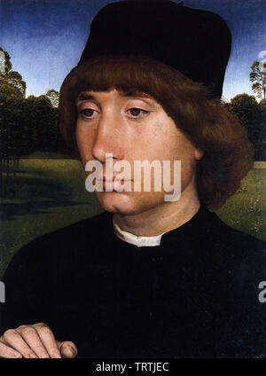 Hans Memling - Porträt junger Mann vor Landschaft C 1480 Stockfoto