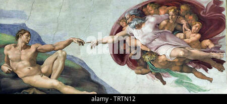 Michelangelo - Sixtinische Kapelle Decke Schöpfung Adam 1510 Stockfoto