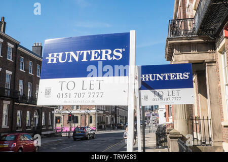 Zu lassen, Vermieter, Mieter, Schild, Stadt, wohnen, Wohnheim, Liverpool, Merseyside, Nordirland, Stadt, England, England, GB, UK, England, Großbritannien, Stockfoto