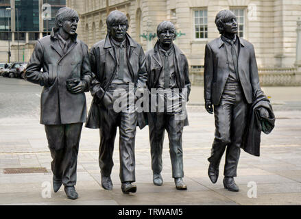 Die Beatles Statue auf den Albert Docks, Liverpool Stockfoto