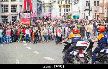 Die belgische Pride 2019 - Gay Pride Festival/LGBT Ereignis, Brüssel Stockfoto