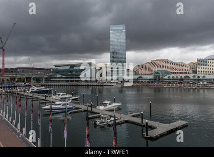 Stürmischen Himmel über Darling Harbour, Sydney, Australien Stockfoto