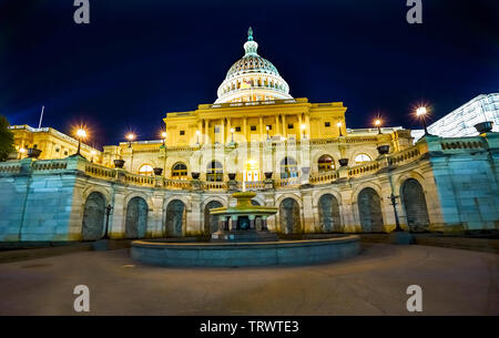 US Capitol Südseite Nacht Sterne Congress Haus Vertreter Senat Hauptstadt Washington DC Stockfoto