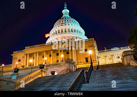 US Capitol Südseite Nacht Sterne Congress Haus Vertreter Senat Hauptstadt Washington DC Stockfoto