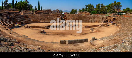 Das römische Amphitheater von Merida, Extremadura, Spanien Stockfoto