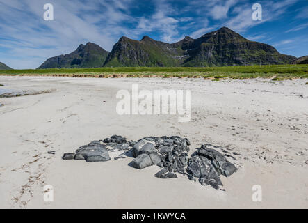 Flakstad Strand, Ramberg, Lofoten, Norwegen Stockfoto