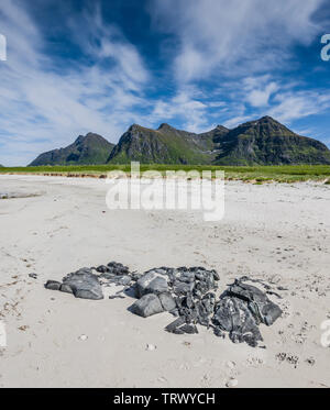 Flakstad Strand, Ramberg, Lofoten, Norwegen Stockfoto