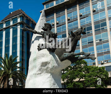 Statue von Don Quijote auf der Avenida 9 de Julio in Buenos Aires, Argentinien Stockfoto