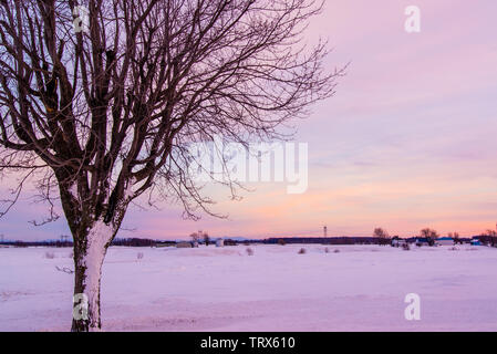 St-Cesaire farmen Landschaft nach Schnee Stockfoto