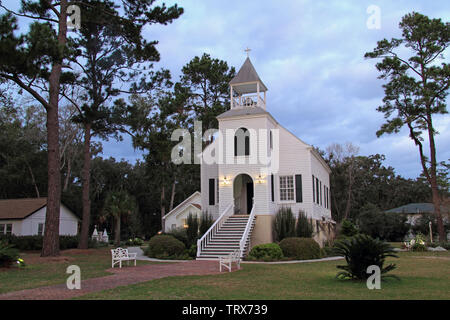 Gebaut im Jahr 1808 in der malerischen Stadt St. Marys, der Ersten Reformierten Kirche ist auf die ältesten Häuser der Anbetung im Staat Georgia Stockfoto