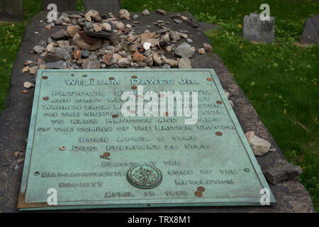 William Dawes Jr Grabstein in King's Kapelle begraben Boden Boston MA Stockfoto