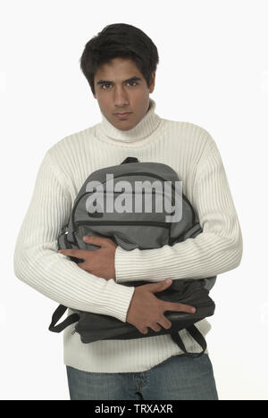 Nahaufnahme einer College-Studentin hält eine Buch Tasche Stockfoto