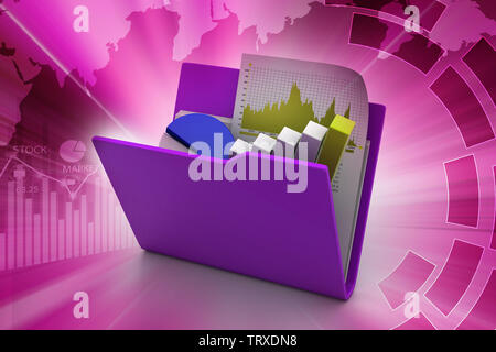 Finanzielle graph im Ordner Stockfoto