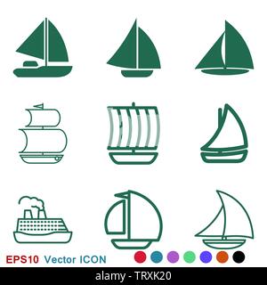 Boot Symbol Vektor in trendigen Flat Style auf weißem Hintergrund. Boot icon Bild, Boot Symbol Abbildung Stock Vektor