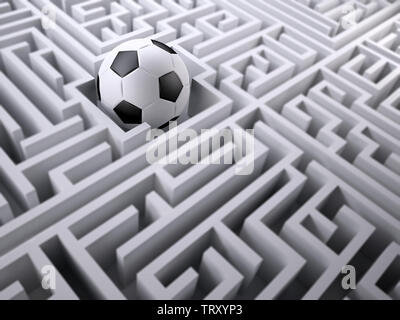 Fußball im Labyrinth Labyrinth, 3 Abbildung d Stockfoto