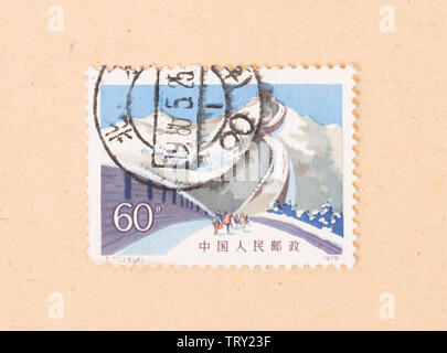 CHINA - ca. 1979: einen Stempel in China gedruckt zeigt die Große Mauer, ca. 1979 Stockfoto