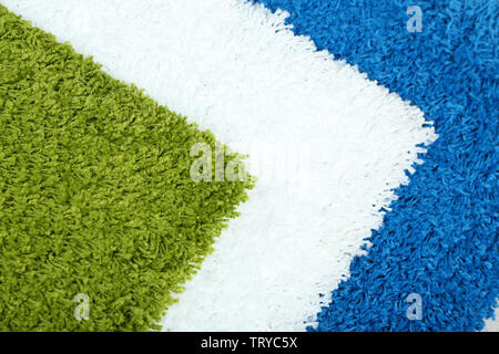 Viele Teppiche in verschiedenen Farben close-up Stockfoto