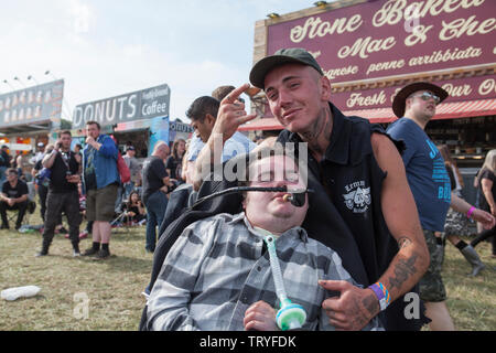 Teilnehmer der Download Music Festival 2018 Stockfoto