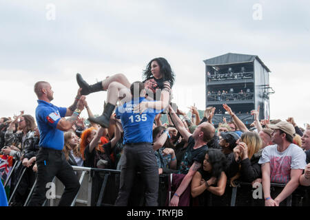 Teilnehmer der Download Music Festival 2018 Stockfoto