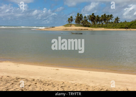 Sauipe, Brasilien - 29 Januar 2019: Die Küste von Sauipe auf Bahia in Brasilien Stockfoto