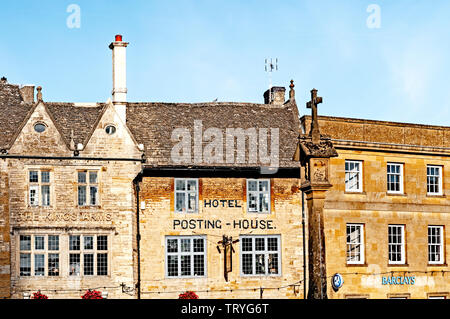 Stow-on-the Wold (Cotswolds, England): Marktplatz, Marktplatz Stockfoto