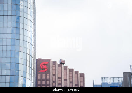 OTTAWA, Kanada - 14. NOVEMBER 2018: Scotiabank logo, vor Ihrem heaquarter Büro in Toronto, Ontario. Genannt sowie die Banque Scotia, oder Bank von Stockfoto