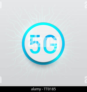 Technologie 5 G Vektor auf Netzwerk, weißer Hintergrund Stockfoto