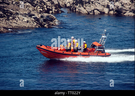 Port Erin Rettungsboot Rippe, Kalb Sound, Kalb des Menschen, von der Insel Man, den Britischen Inseln Stockfoto