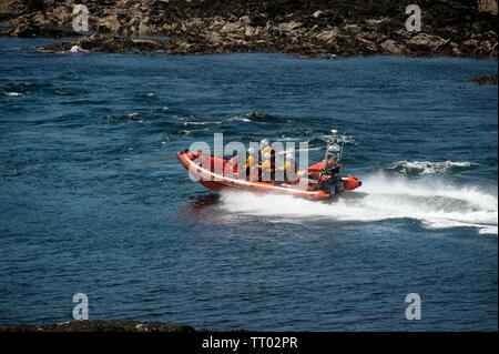 Port Erin Rettungsboot Rippe, Kalb Sound, Kalb des Menschen, von der Insel Man, den Britischen Inseln Stockfoto