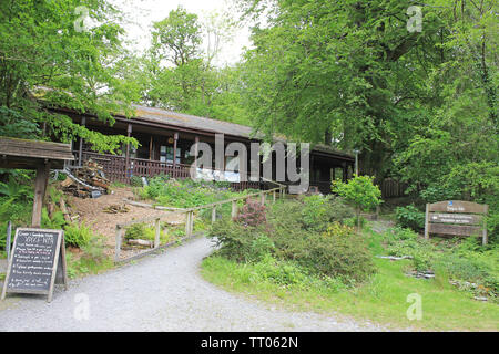 Empfangsgebäude an der RSPB Ynys Hir Naturschutzgebiet Stockfoto