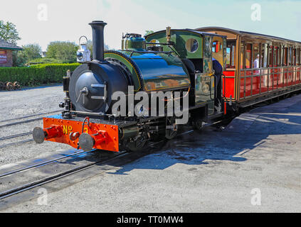 Dampfmaschine Nr. 3, Sir Haydn in Tywyn Station auf der Talyllyn Railway, die zwischen Tywyn und Nant Gwernol, Gwynedd, Wales, UK läuft Stockfoto