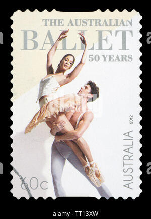 Australien - ca. 2012: Eine gebrauchte Briefmarke aus Australien, 50. Jahrestag des Australian Ballet, ca. 2012. Stockfoto