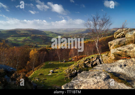 Großbritannien, Derbyshire, Peak District, Blick über Hope Valley von Bole Hill Stockfoto