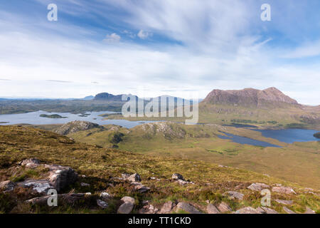 Die Ansicht der schottischen Highlands aus der Nähe von oben Stac Pollaidh in Sutherland Stockfoto