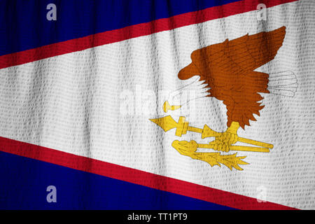 Rüschen Flagge Amerikanisch Samoa weht im Wind Stockfoto