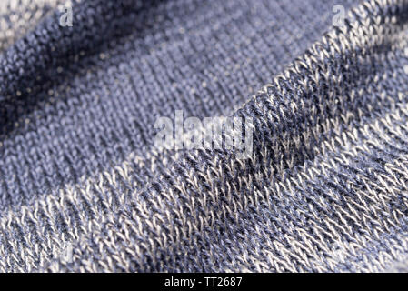 Blau gefaltete knittwear Hintergrund Textur Stockfoto