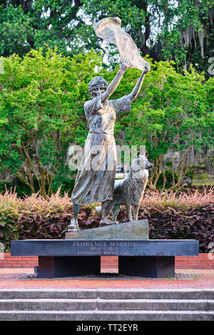 Die Winkenden Mädchen Statue, River Street, Savannah, Georgia Stockfoto
