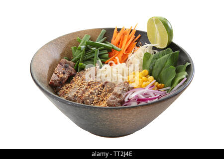 Japanische Gerichte Rindfleisch sesam Zutaten Gemüse in eine Schüssel geben. Stockfoto