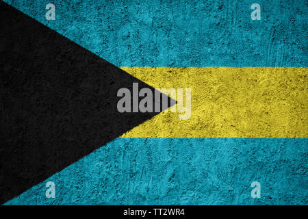 Bahamas Flagge auf dem gebrochenen grunge Beton Wand gemalt Stockfoto